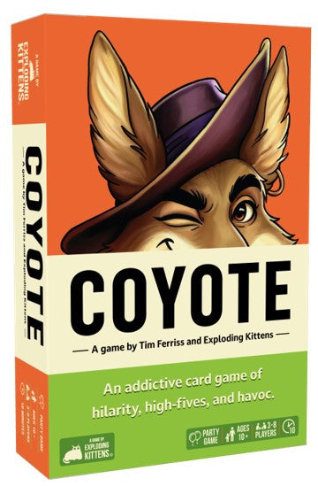 Coyote Large Box by Exploding Kittens — box art showing vibrant action scenes, cards, and illustrative design elements