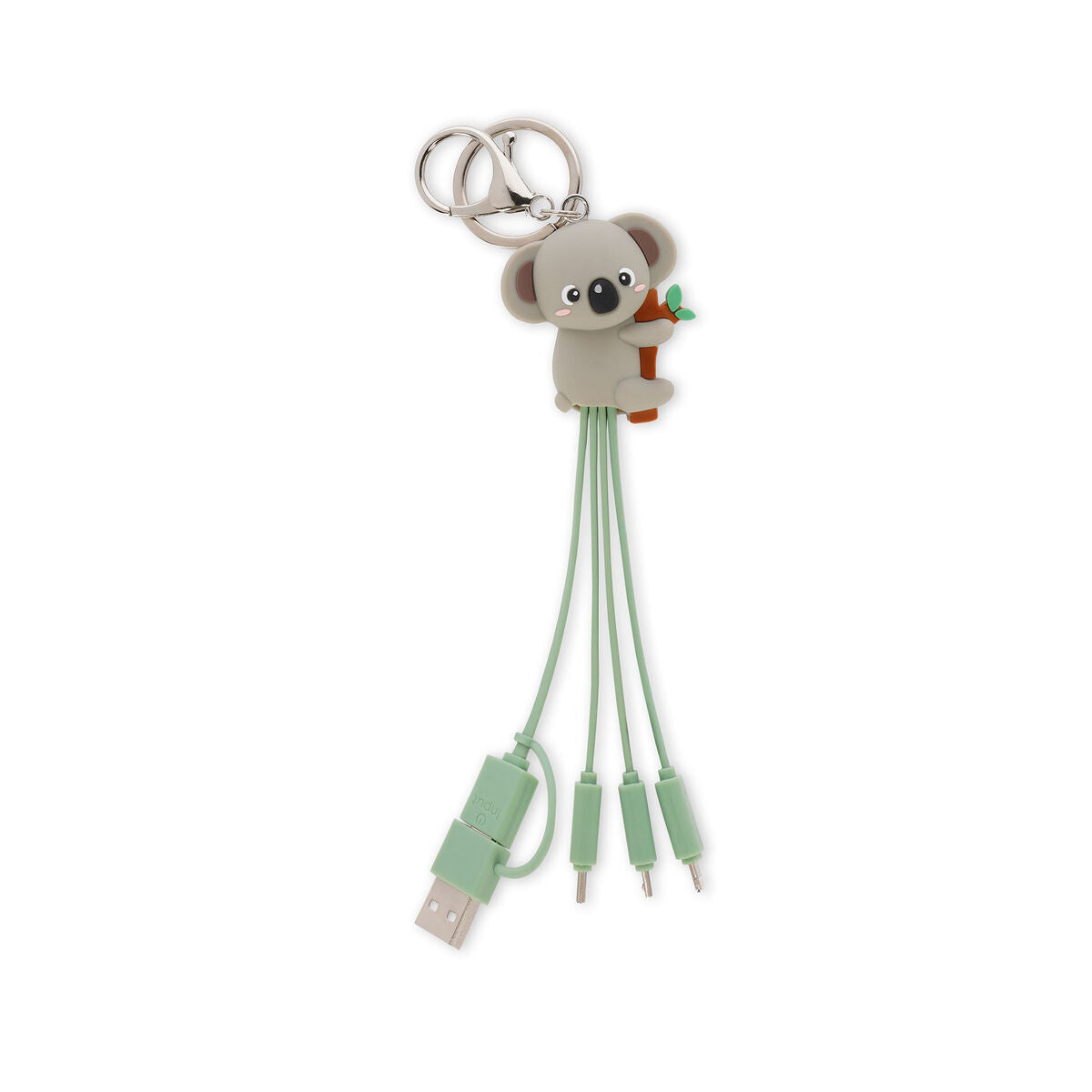 Legami USB charging cable with a keychain shaped like a koala on a white background
