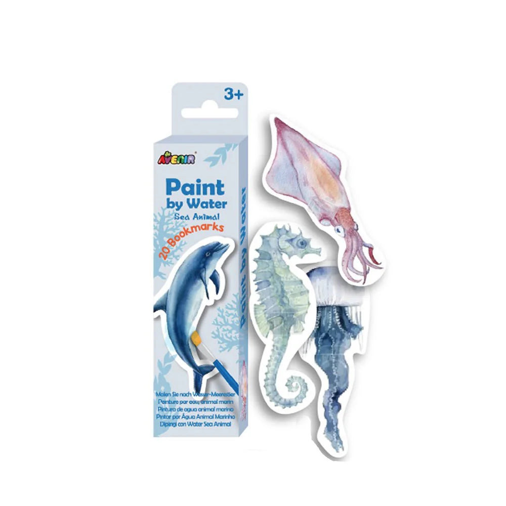 Avenir Paint By Water Bookmarks Sea Animal bookmarks with packaging on a white background