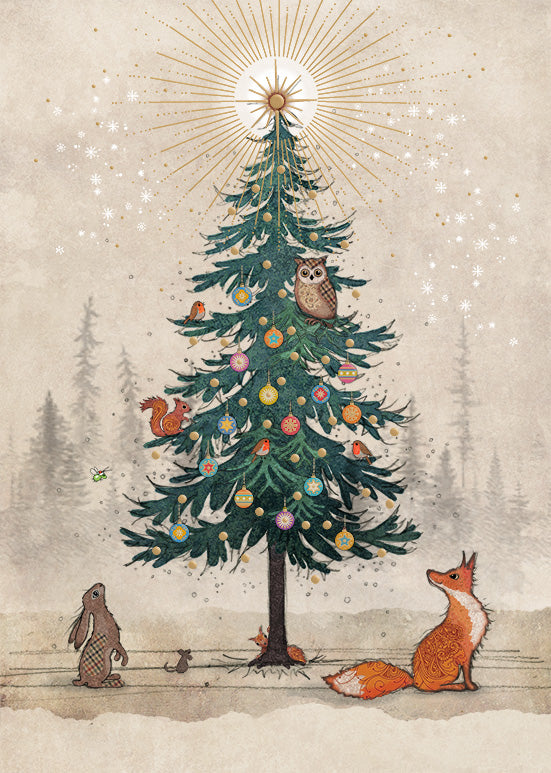 Bug Art Christmas Card Animal Tree