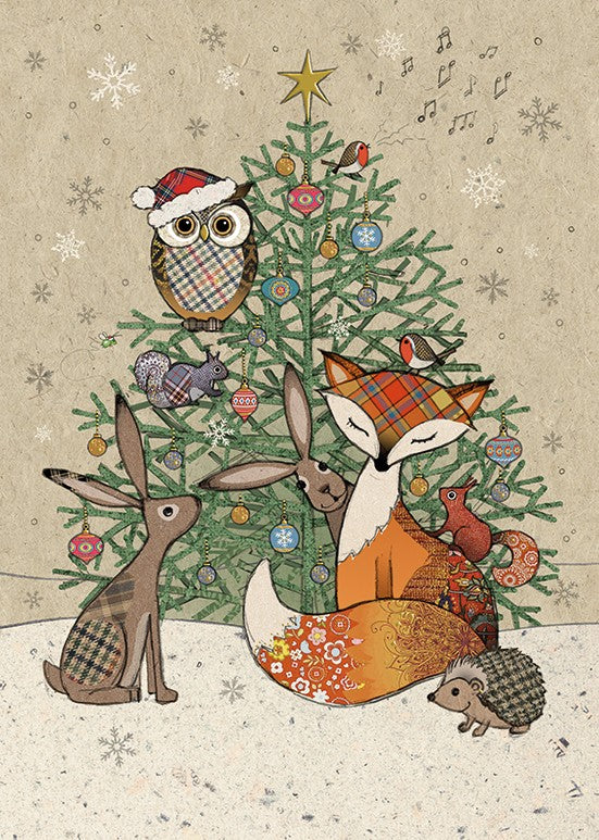 Bug Art Fox and Friends Christmas greeting card with woodland animals”