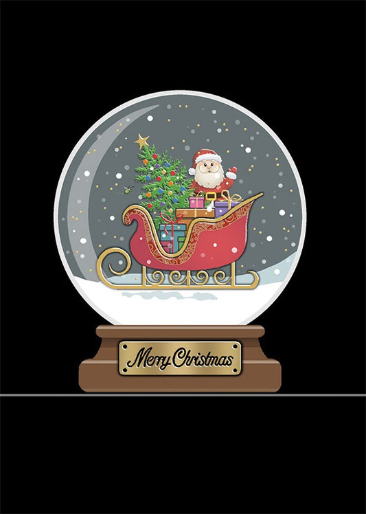 Bug Art Sleigh Globe Christmas greeting card with metallic detailing