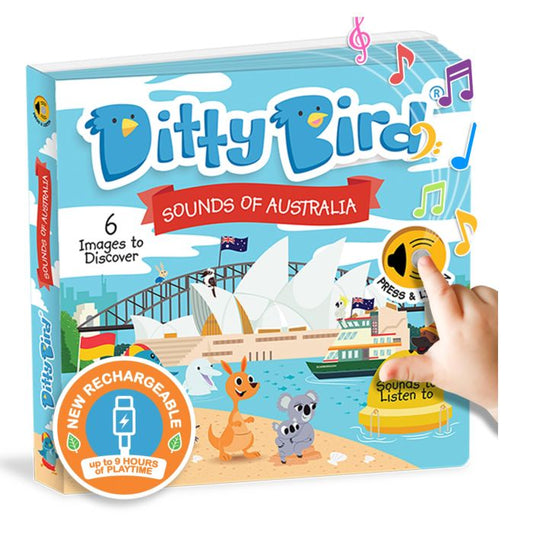 Ditty Bird Board Book Cover featuring sounds of Australia.
