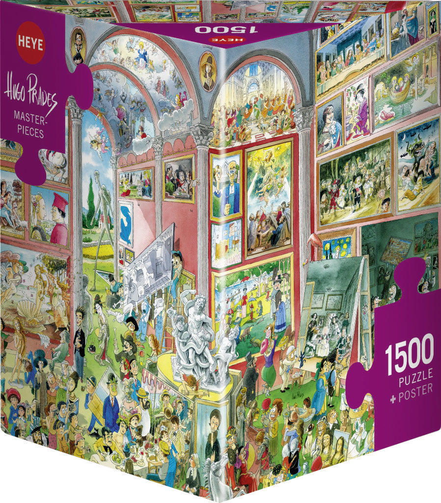 Heye Triangular 1500pc Jigsaw Puzzle Prades Masterpieces Jigsaw puzzle box with colorful design and 'HEYE' branding