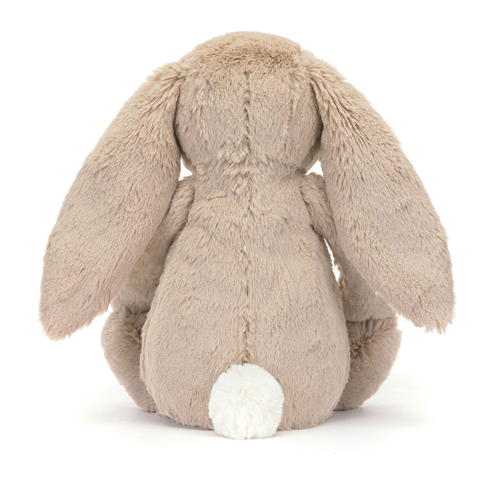 Back view of Plush Jellycat Blossom Beige Bunny 'Petal' Original with white tail