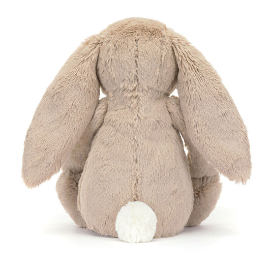 Back view of Plush Jellycat Blossom Beige Bunny 'Petal' Original with white tail