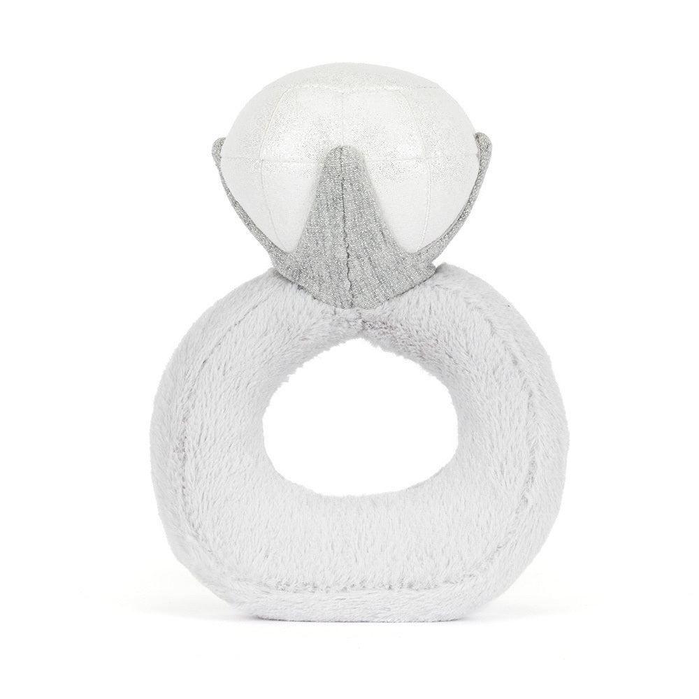 Jellycat Plush Amuseables Diamond Ring Gray textured ring toy on a white background