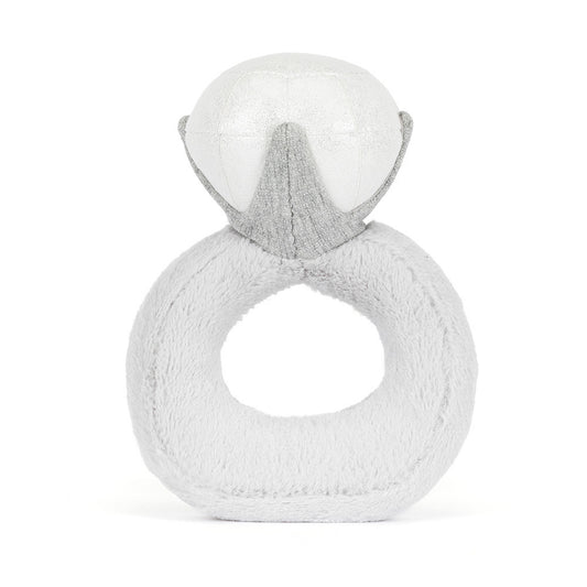 Jellycat Plush Amuseables Diamond Ring Gray textured ring toy on a white background