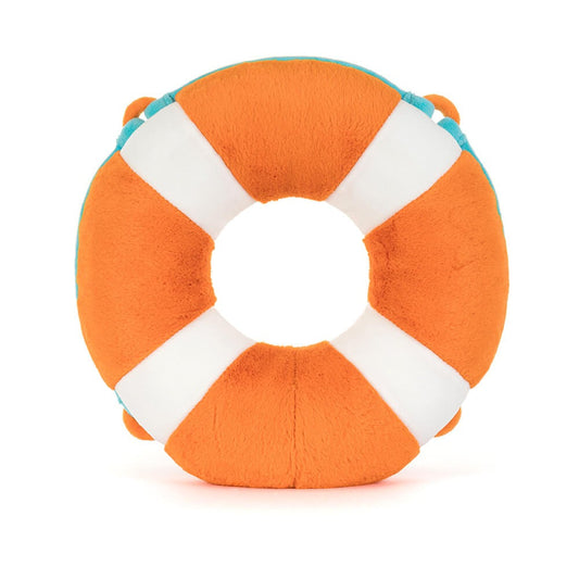 Back view of Jellycat Plush Amuseables Life Ring a Plush life buoy toy on a white background