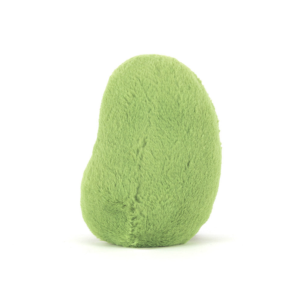 Back view of plush green Jellycat Plush Amuseables Soyella Edamame Bean on white background