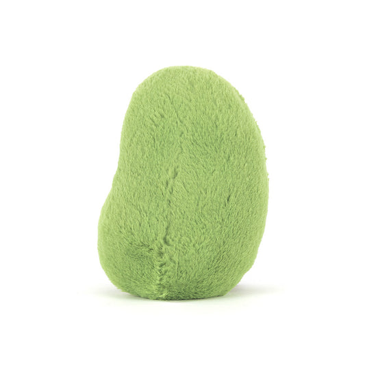 Back view of plush green Jellycat Plush Amuseables Soyella Edamame Bean on white background