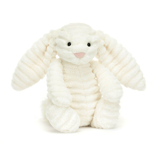 White Jellycat Plush Bashful Luxe Bunny Nimbus on a white background