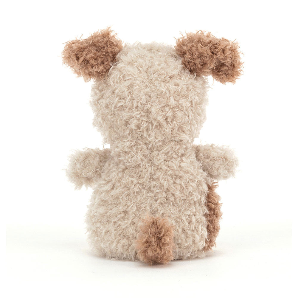 back view of Jellycat Plush Little Pup Stuffed animal plush toy on a white background