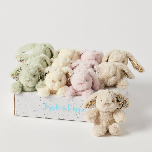 Jiggle and Giggle Bunny Keychain Floral 4 Assorted Colours