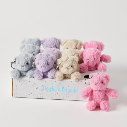 Jiggle and Giggle Teddy Keychain 4 Assorted Colours
