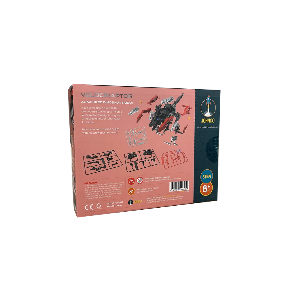 Johnco Velociraptor Armoured Dinosaur Robot Small