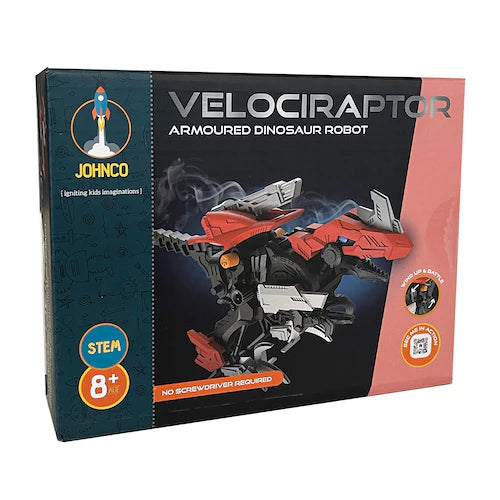 Johnco Velociraptor Armoured Dinosaur Robot Small