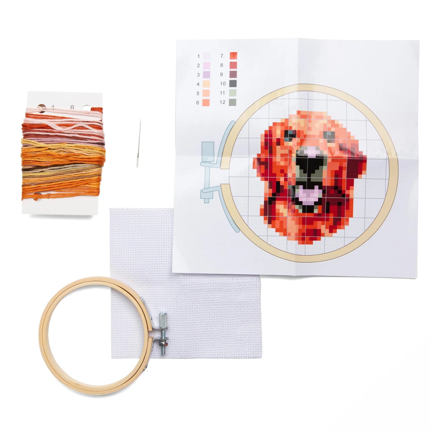 Kikkerland Mini Cross Stitch Embroidery Kit Dog