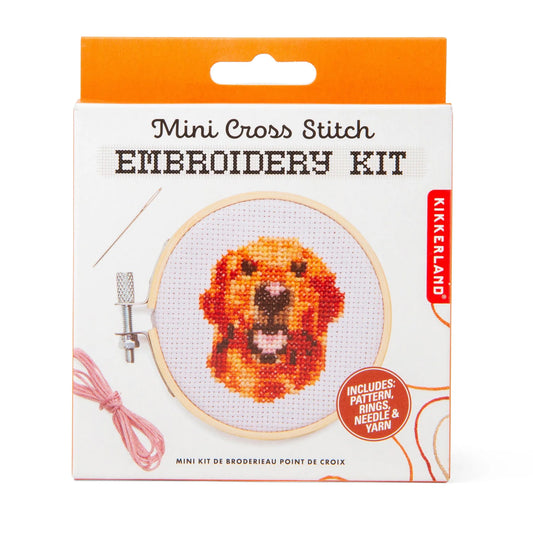 Kikkerland Mini Cross Stitch Embroidery Kit Dog