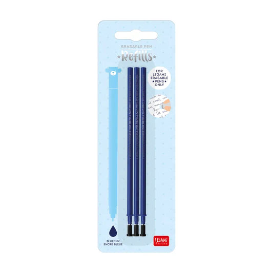 Legami Erasable Pen Refills 3pk Blue Ink