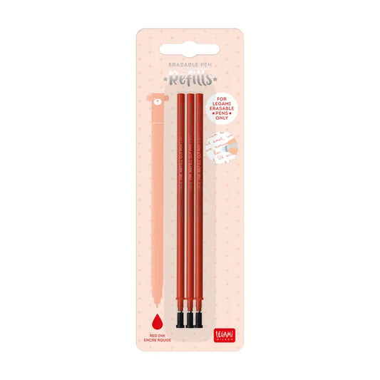 Legami Erasable Pen Refills 3pk Red Ink