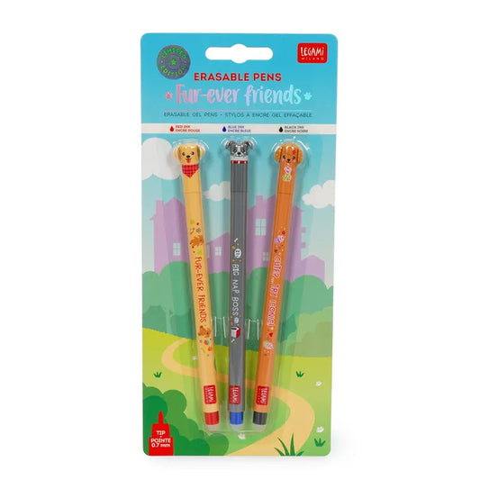 Legami Set of 3 Erasable Gel Pens Fur-Ever Friends