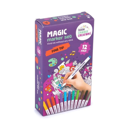 Re-Fun-Able Magic Marker Set 12pk Fine Tip by Little Change Creators – colourful fine-tip markers