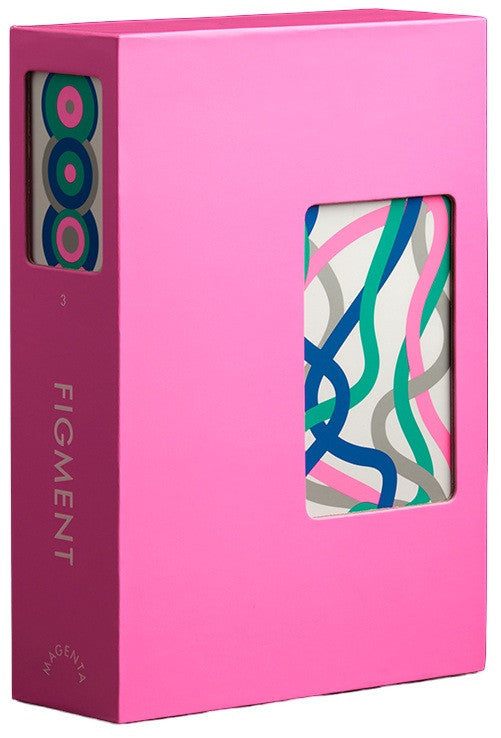 Magenta Figment Card Game packaging against white background.
