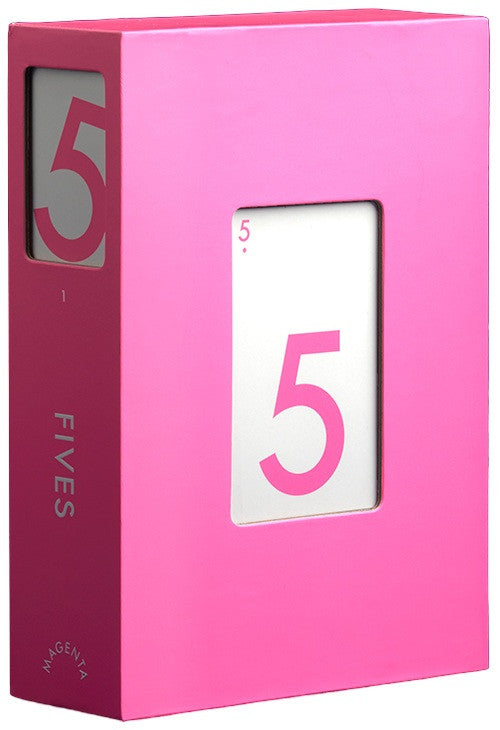 Pink box for the game Magenta Fives with a number '5' design on a white background