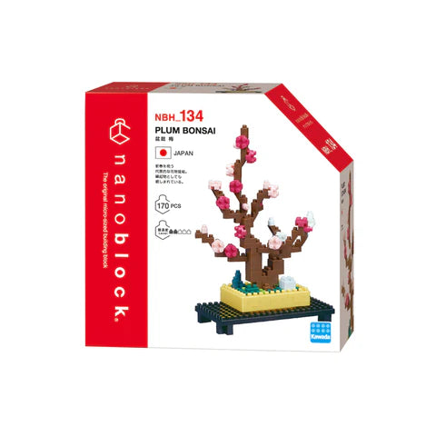 Nanoblock Plum Bonsai – miniature pink plum-blossom building set with bonsai pot base, Japanese Nanoblock Botanical Series at Plato’s Wonder. Create. Discover.