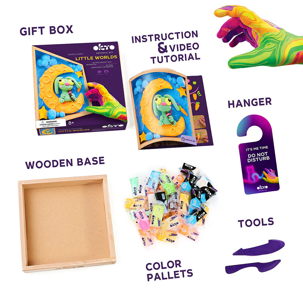 Okto Sensory Art Wood and Craft Little Worlds Bunny Moon