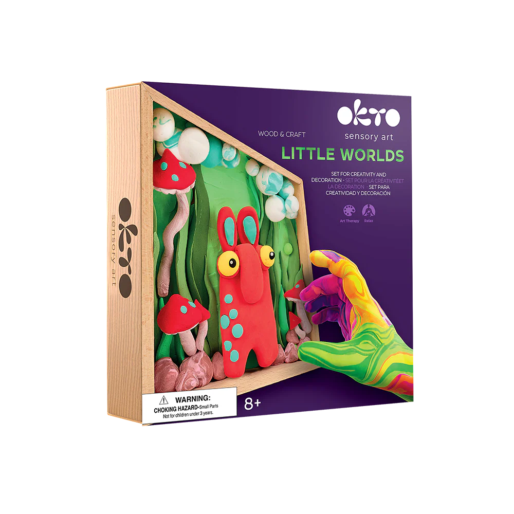 Okto Little Worlds sensory art kit packaging on a white background