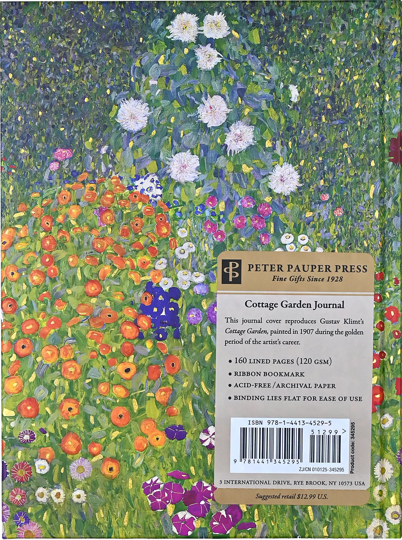 Back view of Peter Pauper Press Journal Cottage Garden