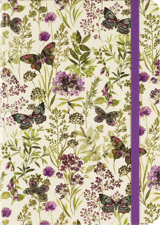 Peter Pauper Press Small Journal Amethyst Butterflies Notebook with floral and butterfly pattern on a white background