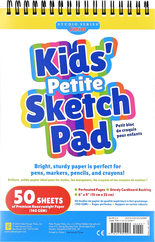 Peter Pauper Press Studio Series Junior Kids' Petite Sketch Pad 50 Sheets