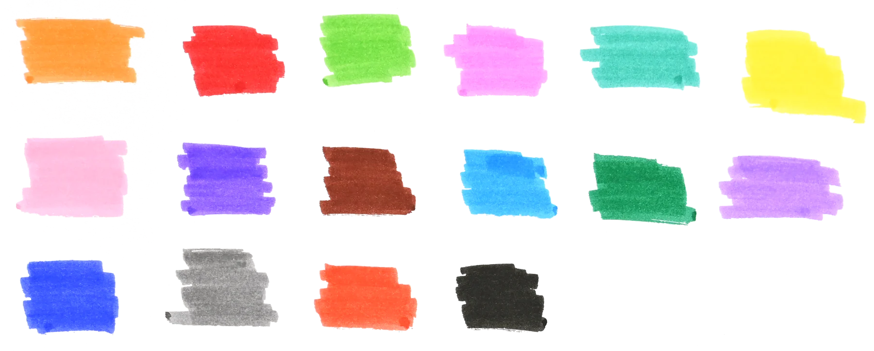 Set of colorful Peter Pauper Press Studio Series Junior Washable Munchkin Markers strokes on a white background