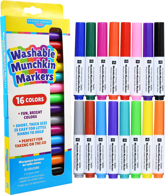 Set of Peter Pauper Press Studio Series Junior Washable Munchkin Markers with packaging on a white background