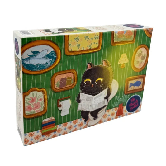 The Puzzle Collab 500pc Jigsaw Puzzle Black Cat On The Toilet