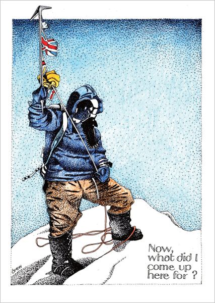 Simon Drew Greeting Card – Everest featuring humorous mountain pun illustration, printed in Australia.