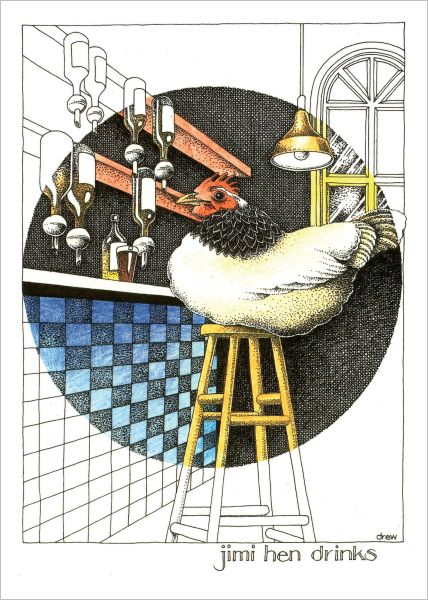 Simon Drew Greeting Card – Jimi featuring humorous music-themed illustration inspired by Jimi Hendrix, printed in Australia.