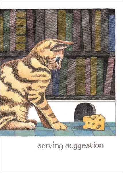 Simon Drew Greeting Card – Serving Suggestion featuring humorous food pun illustration, printed in Australia.
