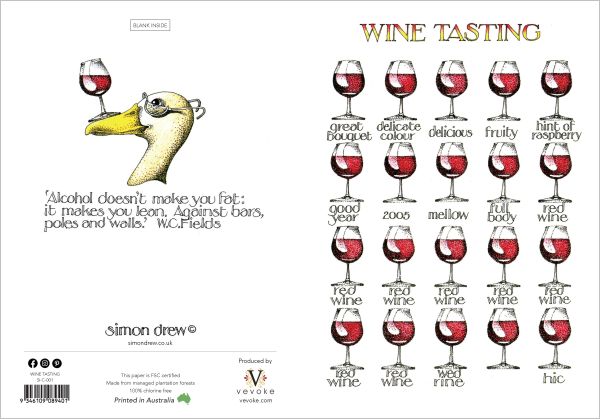 Simon Drew Greeting Card Wine Tasting