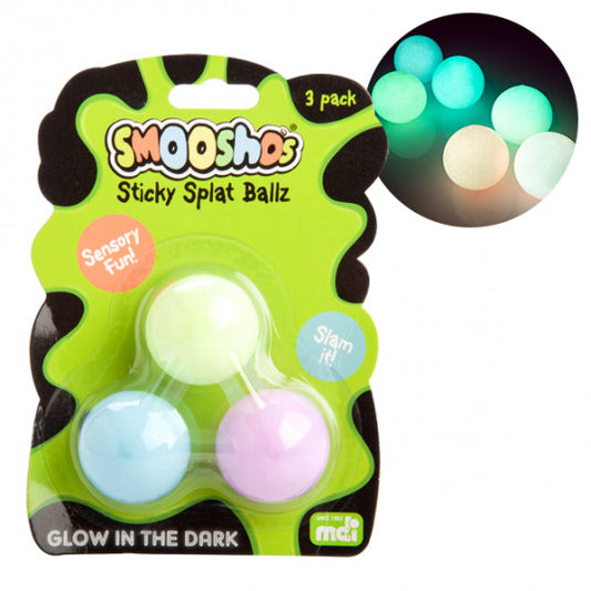 Smooshos Sticky Splat Ballz Glow in the Dark 3pk