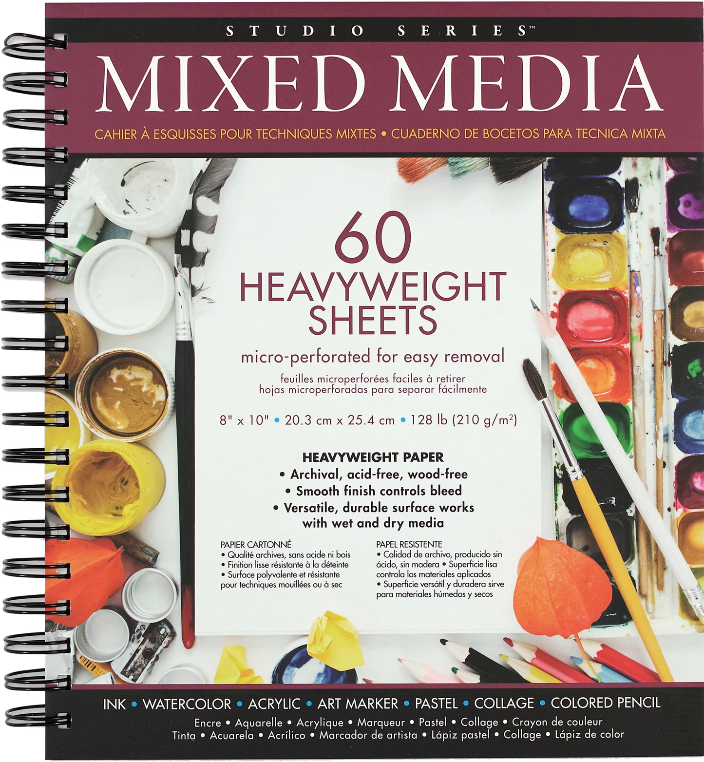 Peter Pauper Press Studio Series Mixed Media Pad with 60 Heavyweight Sheets