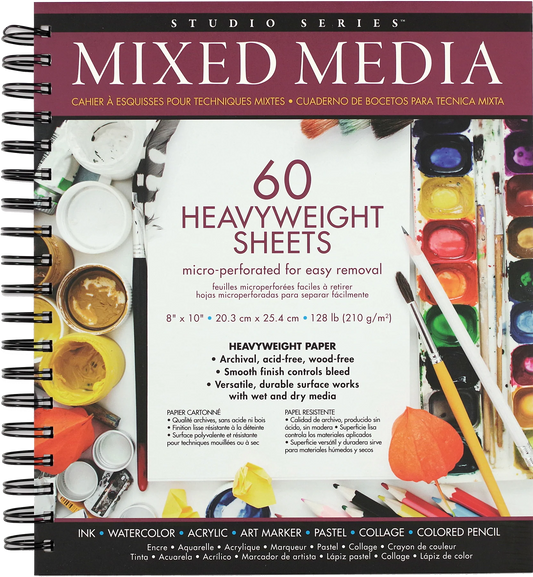 Peter Pauper Press Studio Series Mixed Media Pad with 60 Heavyweight Sheets