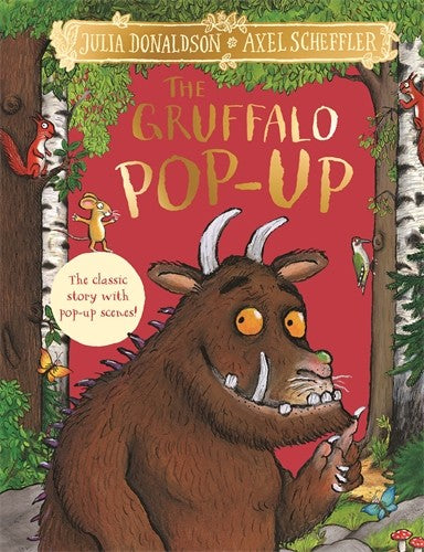 Cover of The Gruffalo Pop-Up Book by Julia Donaldson & Axel Scheffler showing 3-D forest scene with the Gruffalo and mouse – interactive picture book for children aged 3–7.