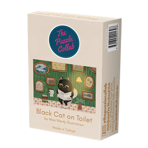 The Puzzle Collab 99pc Micro Jigsaw Puzzle Black Cat on the Toilet