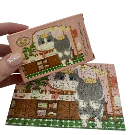The Puzzle Collab 99pc Micro Jigsaw Puzzle Cat in the Bathroom