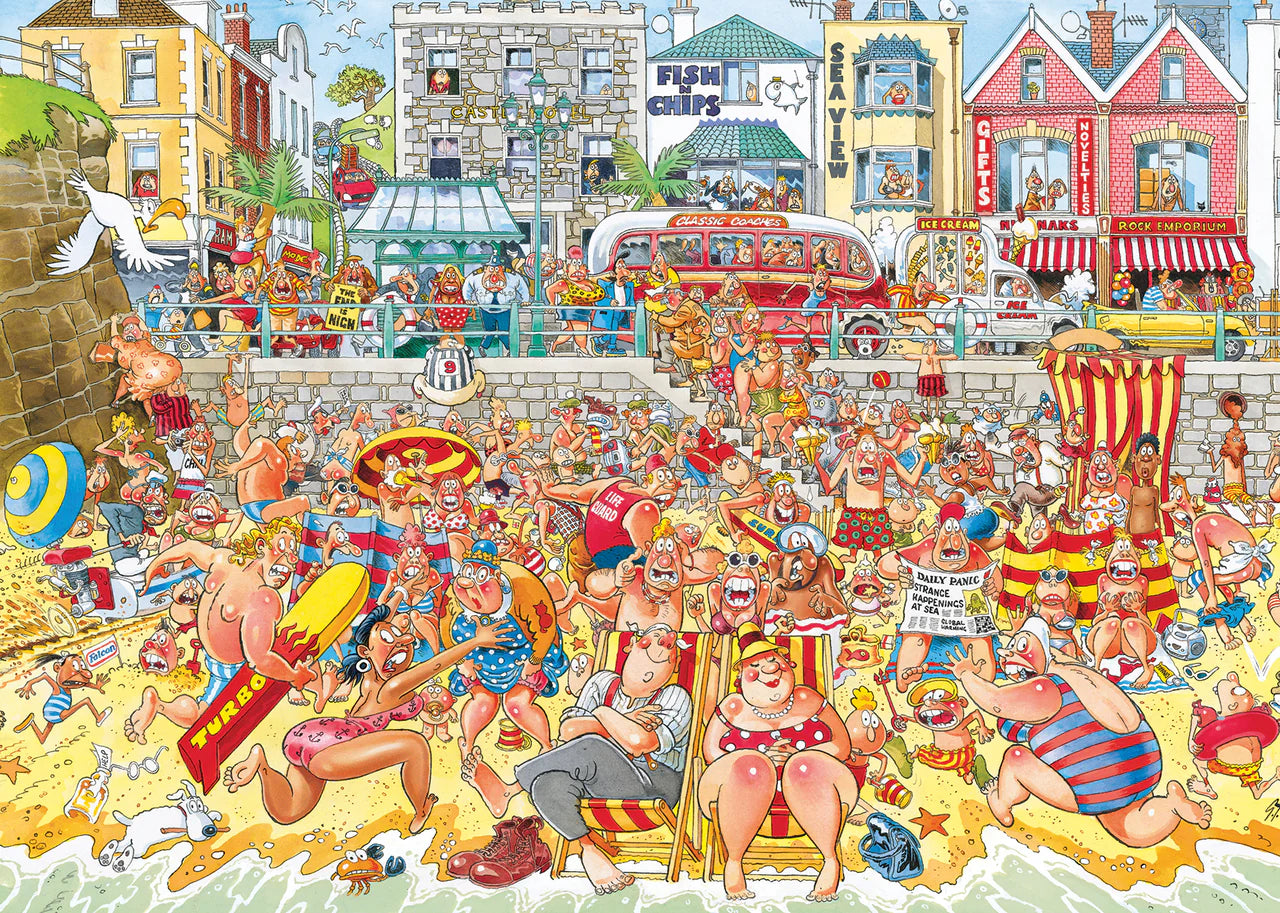 Poster of Wasgij? 1000pc Retro Original Jigsaw Puzzle #8 High Tide colourful beach scene