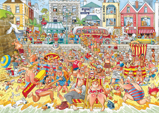 Poster of Wasgij? 1000pc Retro Original Jigsaw Puzzle #8 High Tide colourful beach scene